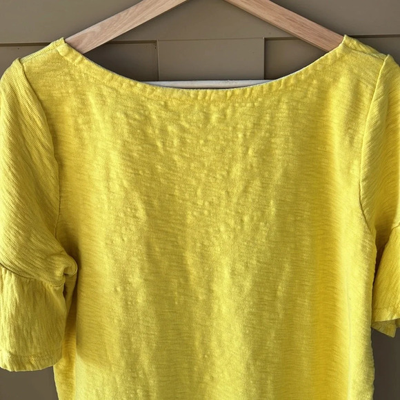 Anthropologie Postmark Sz L Mustard Yellow Christel Ruffled-Sleeve Top Cotton - Picture 8 of 8